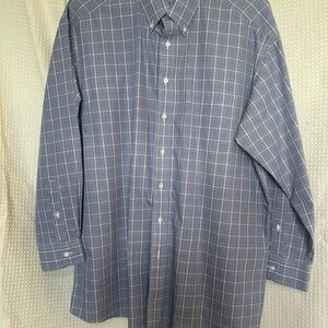 Roundtree & Yorke Blue Windowpane Button-Down Shirt